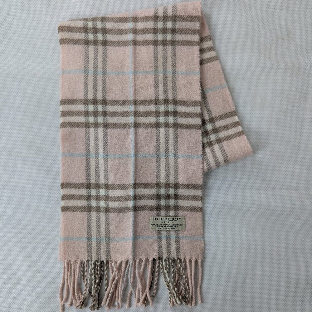 Burberry London Classic Nova Check 90% Merino Wool & 10% Cashmere Pink Scarf